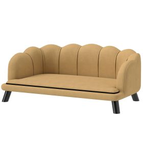 Pearl Design Pet Sofa for Medium and Large Sized Dogs, Pet Bed with Cushion and Solid Wood Legs, Coffee
