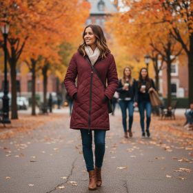 Helios The Heated Coat (Color: Burgandy-L, size: large)